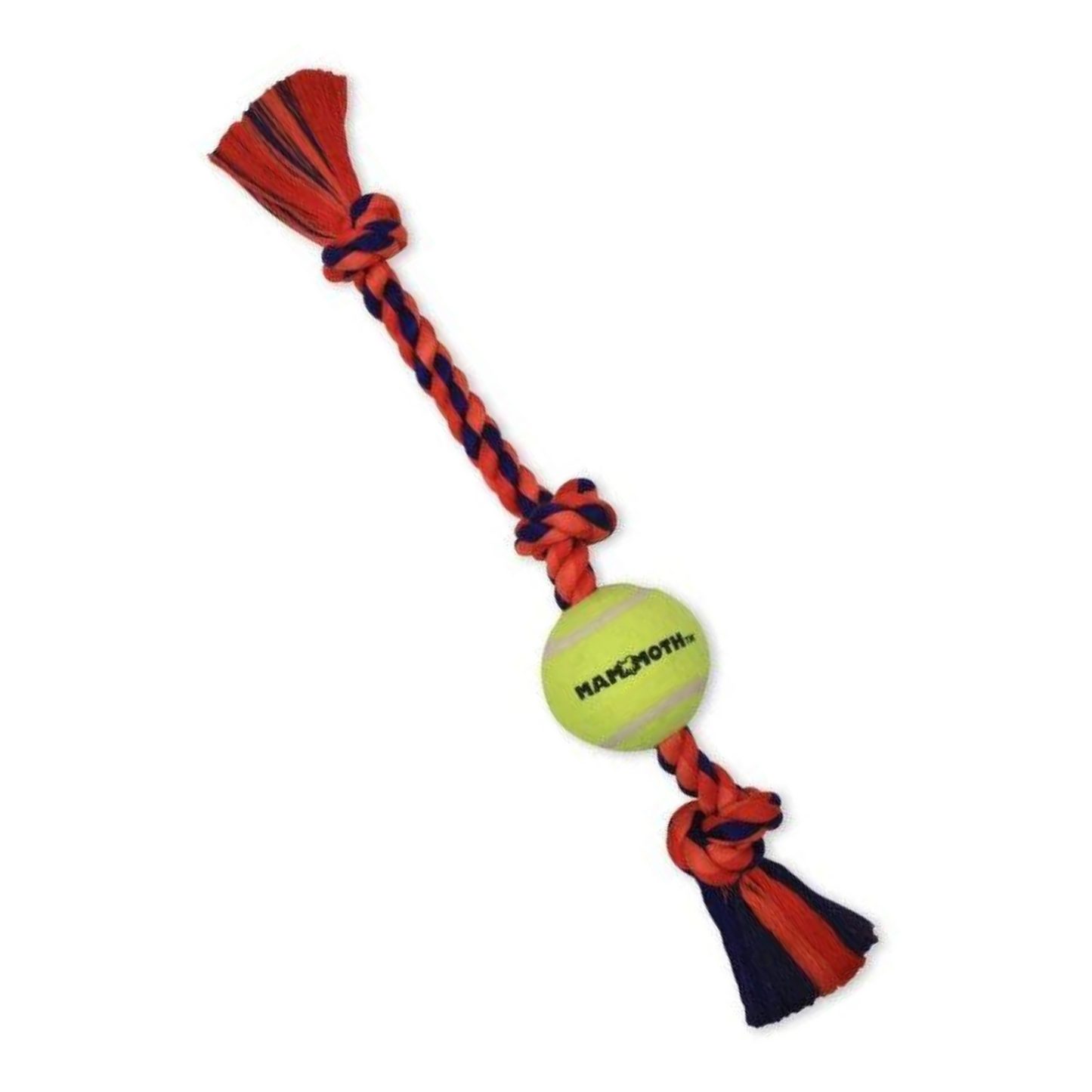 Mammoth Flossy Chews Color 3-Knot Tug with Tennis Ball 20" Medium - DS