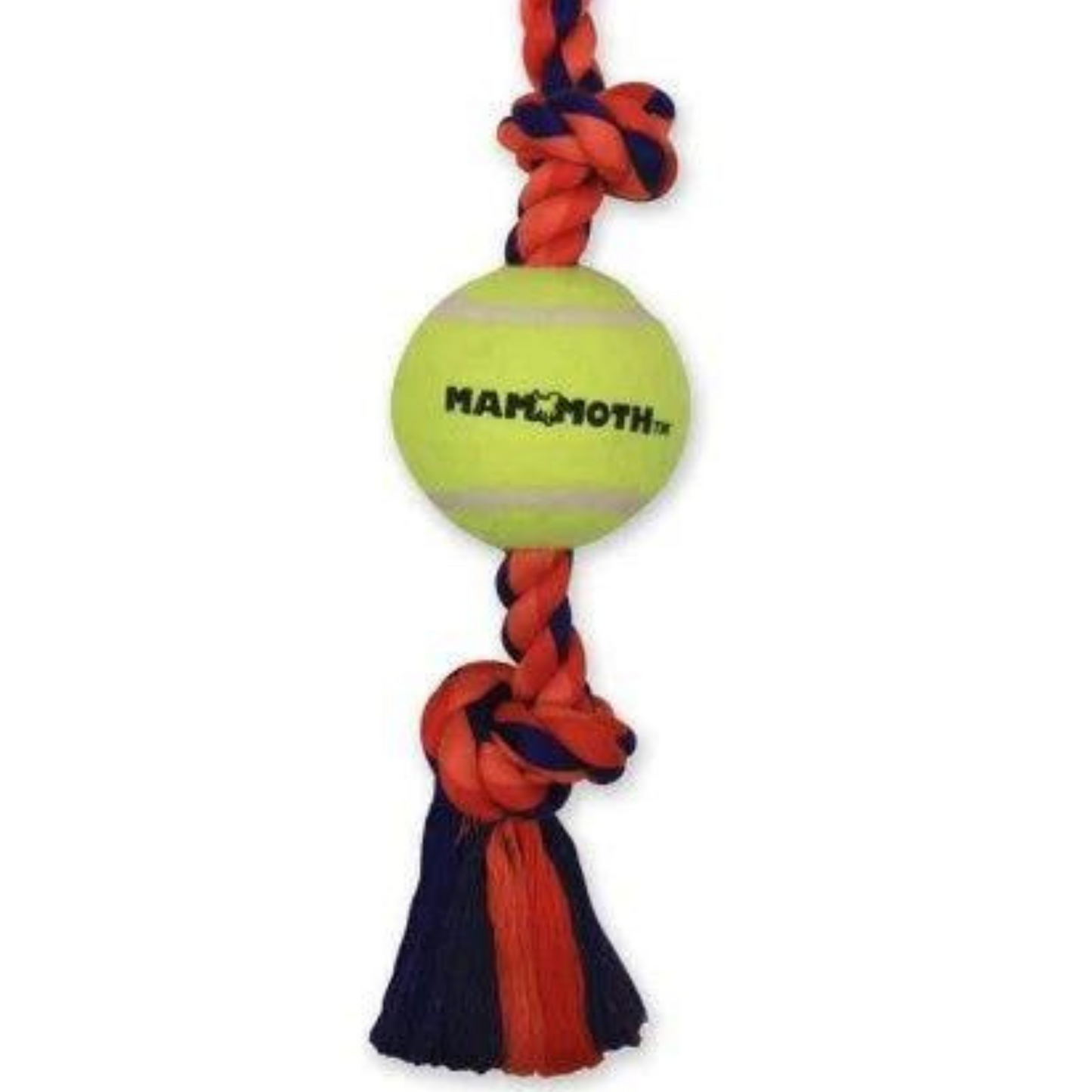 Mammoth Flossy Chews Color 3-Knot Tug with Tennis Ball 20" Medium - DS