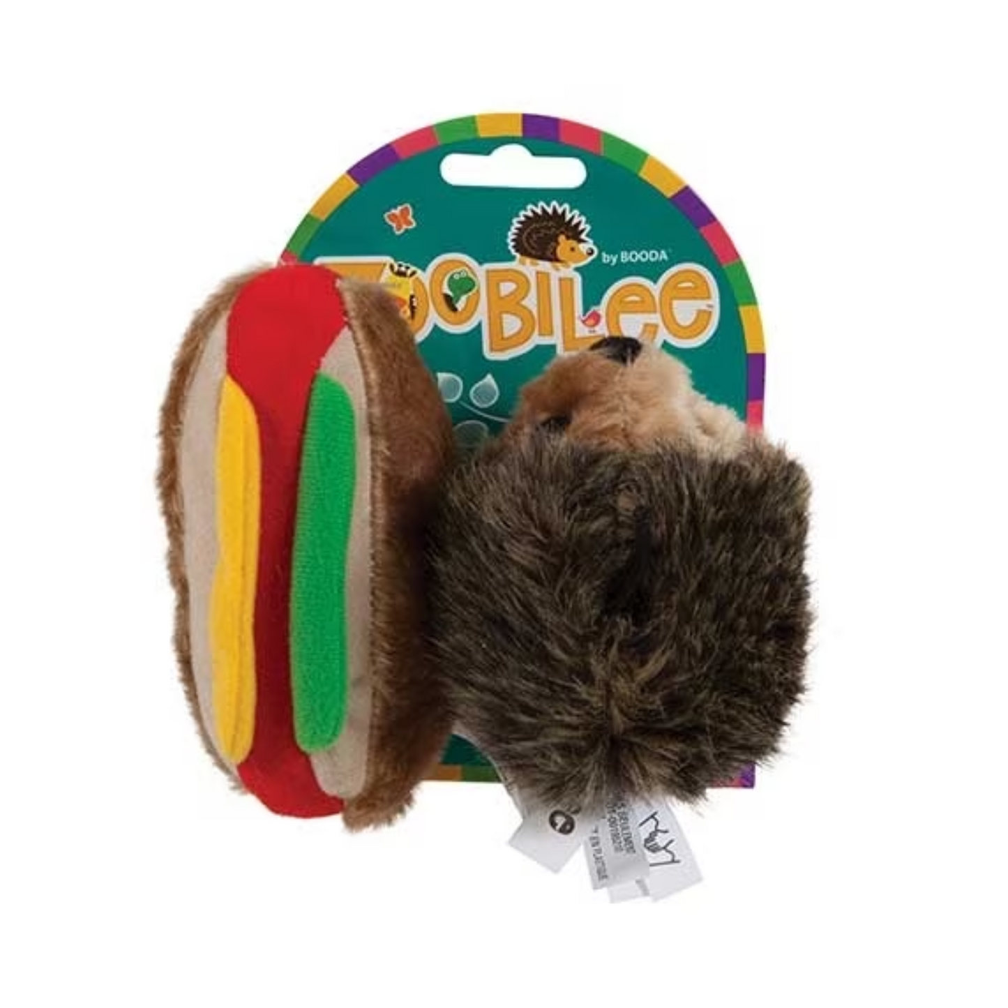 Petmate Booda Zoobilee Hedgehog and Hotdog Plush Dog Toy 2 pack