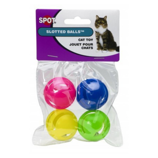 Spot Slotted Balls with Bells Inside Cat Toys - 4 Pack