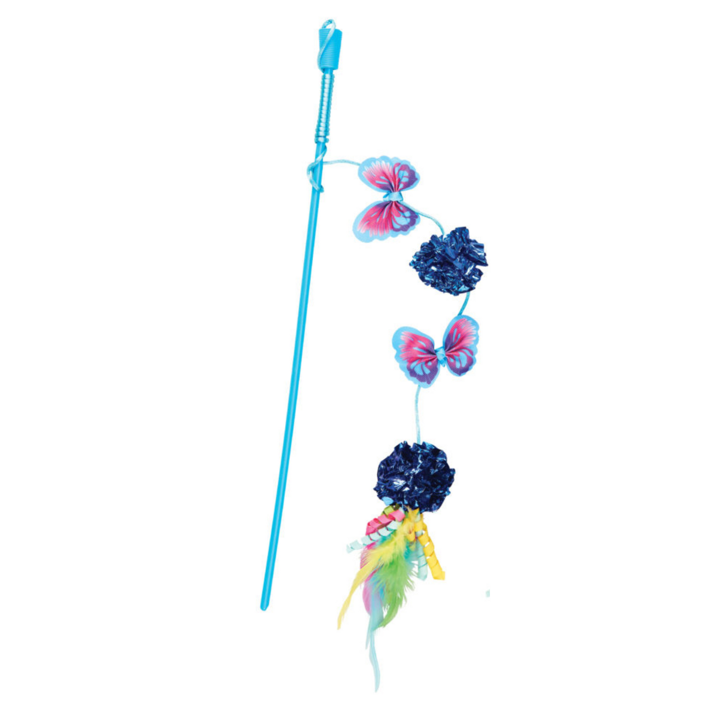 Spot Butterfly and Mylar Teaser Wand Cat Toy - Assorted Colors