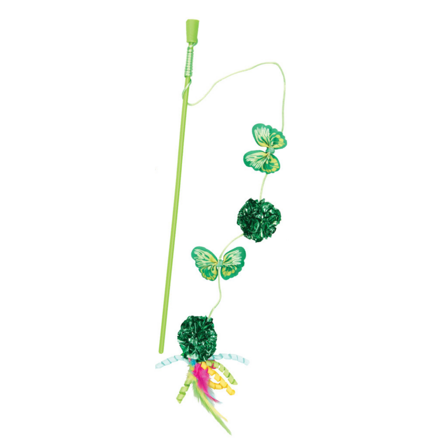 Spot Butterfly and Mylar Teaser Wand Cat Toy - Assorted Colors