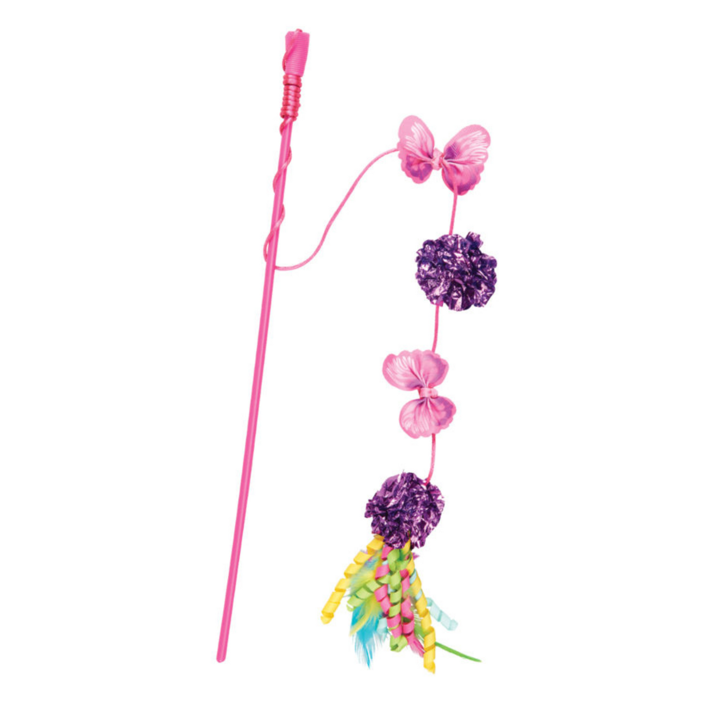 Spot Butterfly and Mylar Teaser Wand Cat Toy - Assorted Colors