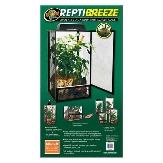 Zoo Med Reptibreeze Open Air Aluminum Screen Black Cage - Large - DS