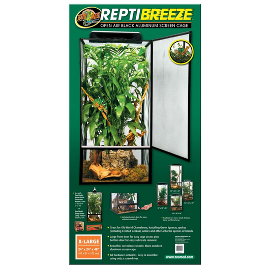 Zoo Med Reptibreeze Open Air Aluminum Screen Black Cage - Large - DS