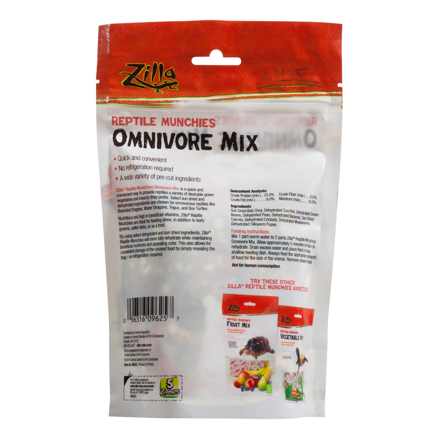 Zilla Reptile Munchies - Omnivore Mix with Calcium - DS