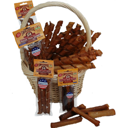 Smokehouse Treats Bacon Skin Twists- Large - 11"-12" Long (3 Pack)