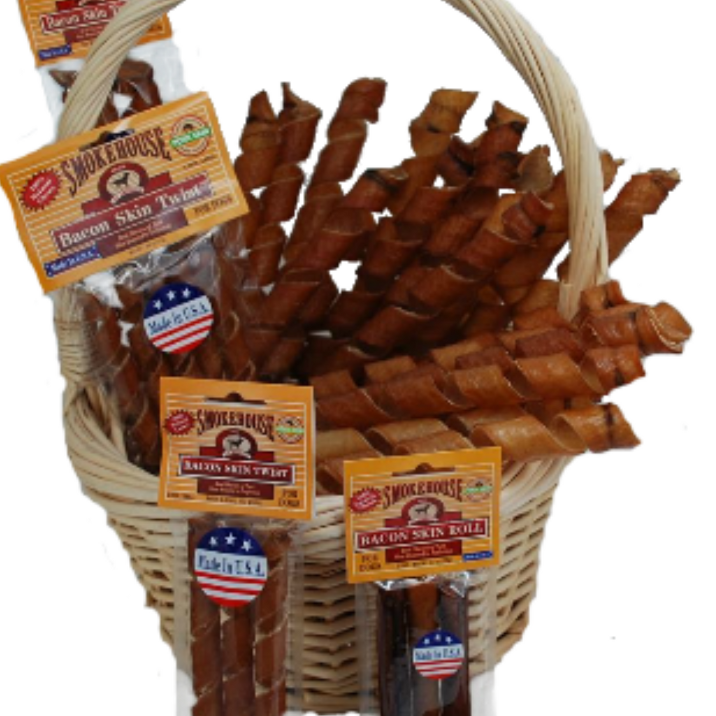 Smokehouse Treats Bacon Skin Twists- Large - 11"-12" Long (3 Pack)