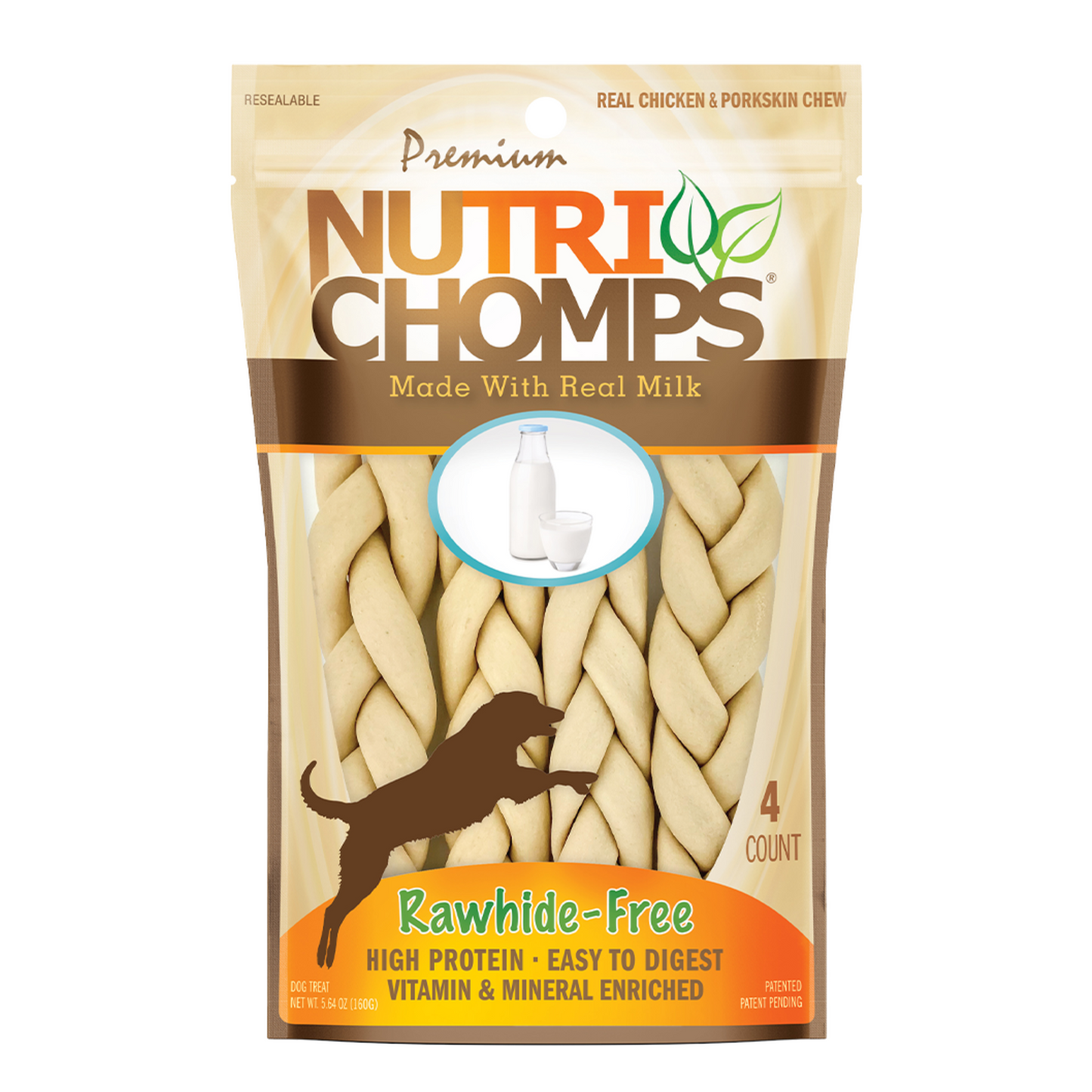 Premium Nutri Chomps Milk Flavor Braid Dog Chews - Small