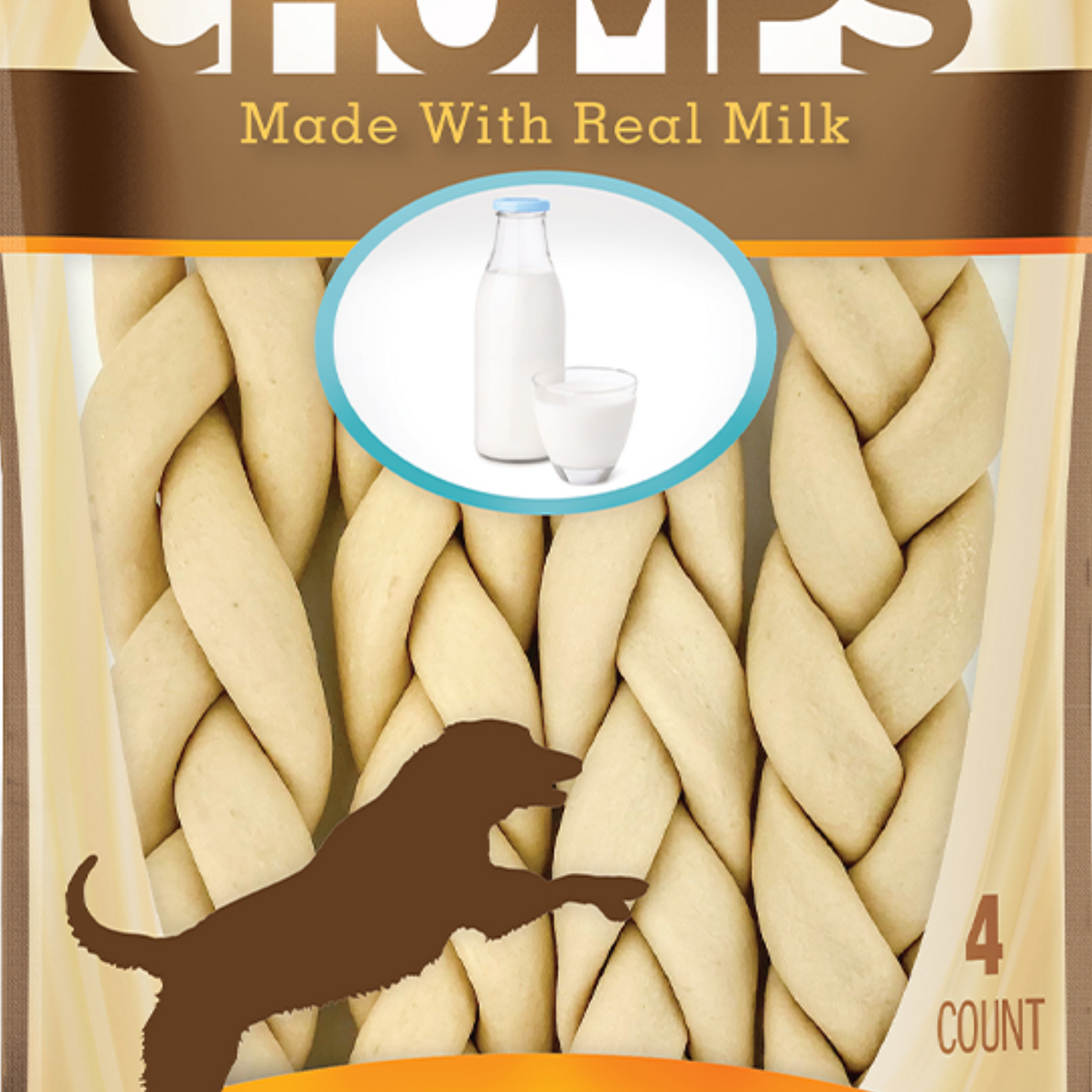 Premium Nutri Chomps Milk Flavor Braid Dog Chews - Small