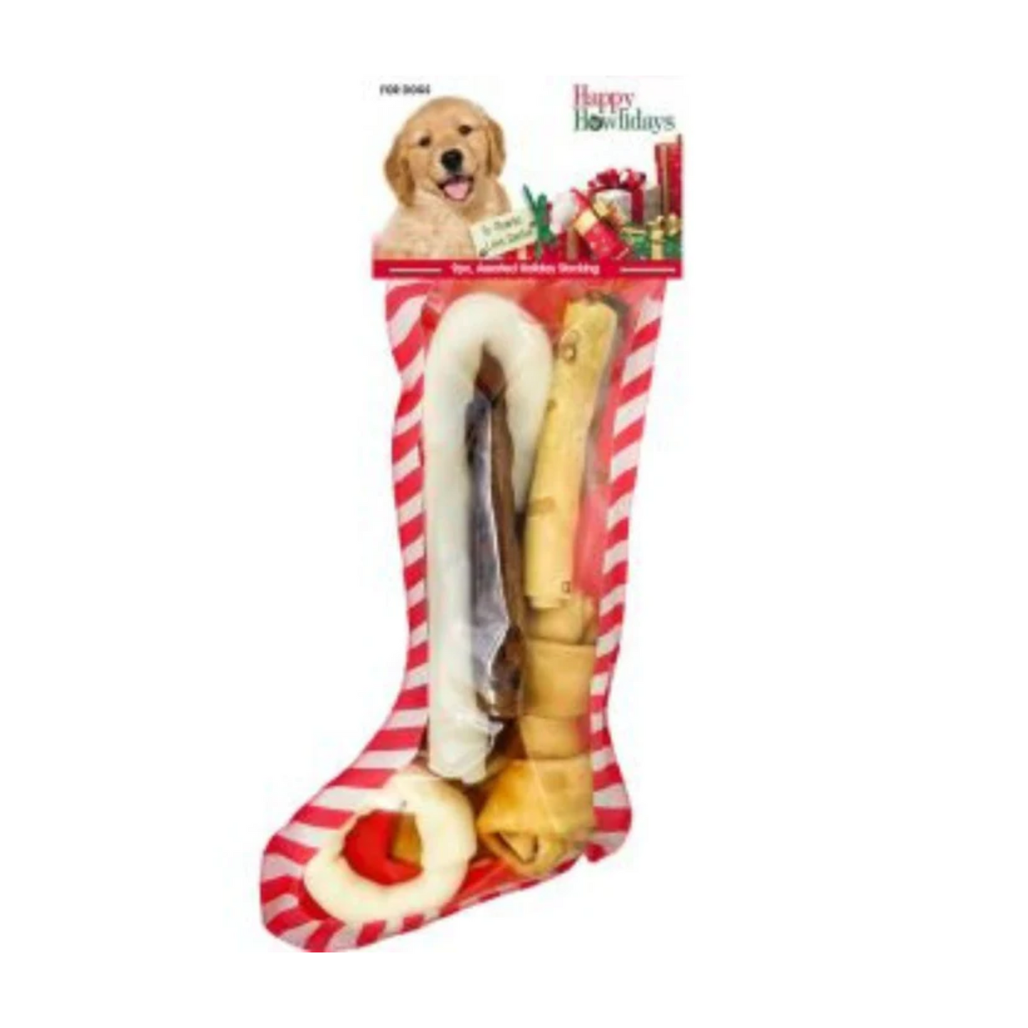 Pet Factory Happy Howlidays Assorted Chews Dog Christmas Stocking 9pc Small