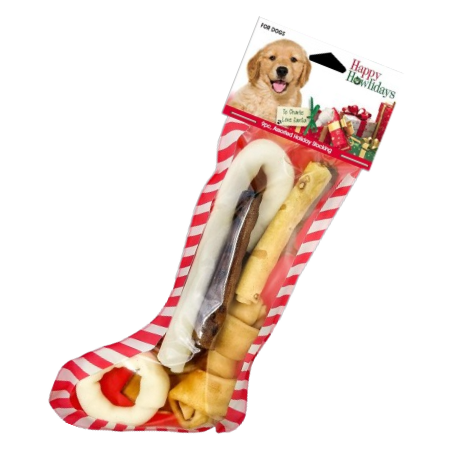 Pet Factory Happy Howlidays Assorted Chews Dog Christmas Stocking 9pc Small