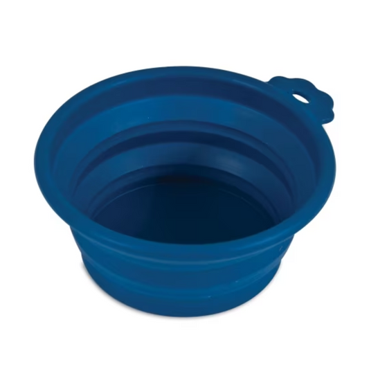 Petmate Round Silicone Travel Pet Bowl Blue - Small - DS