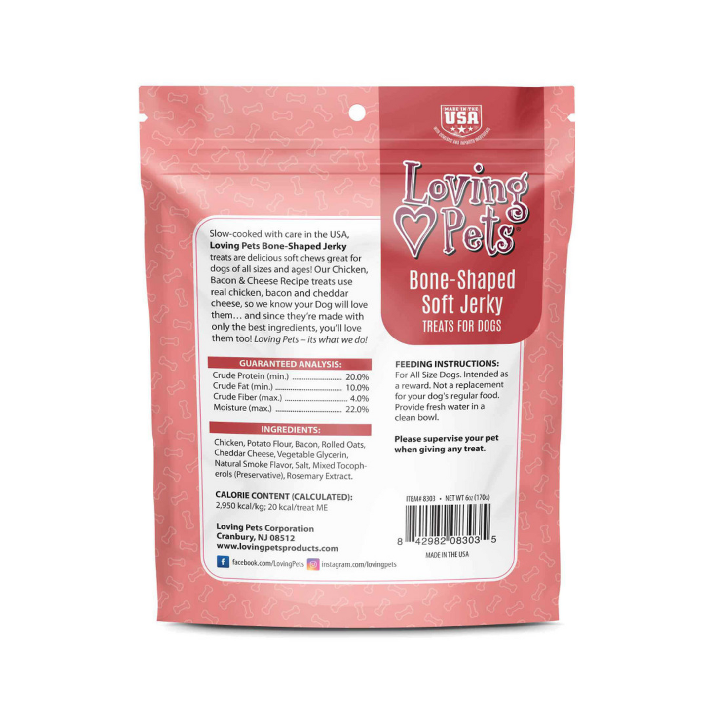 Loving Pets Bone-Shaped Soft Jerky Treats Bacon - DS