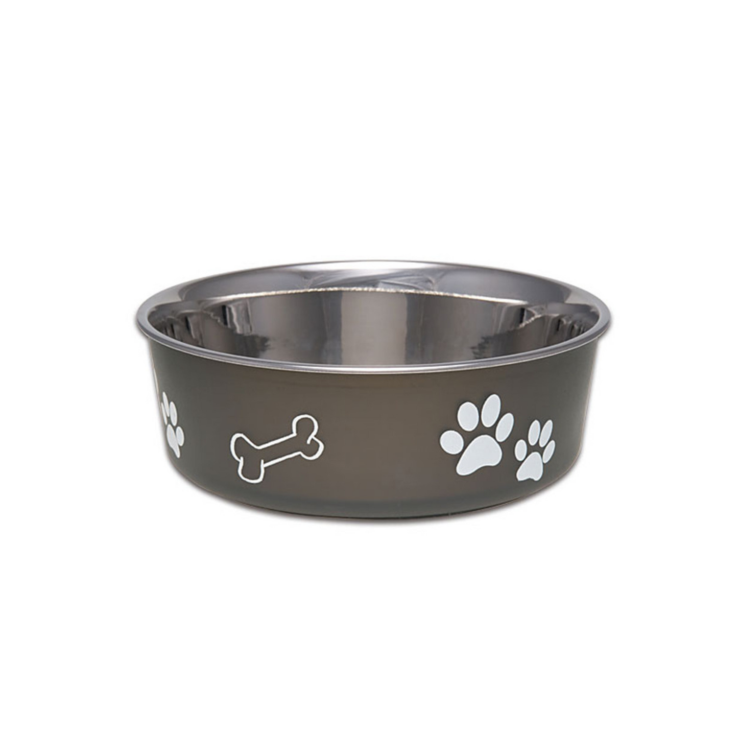 Loving Pets Stainless Steel & Light Pink Dish with Rubber Base- Small