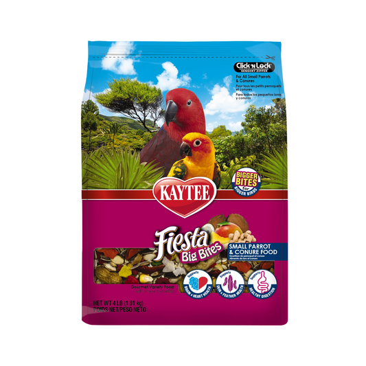 Kaytee Fiesta Small Parrot & Conure Gourmet Big Bites Diet- 4lbs