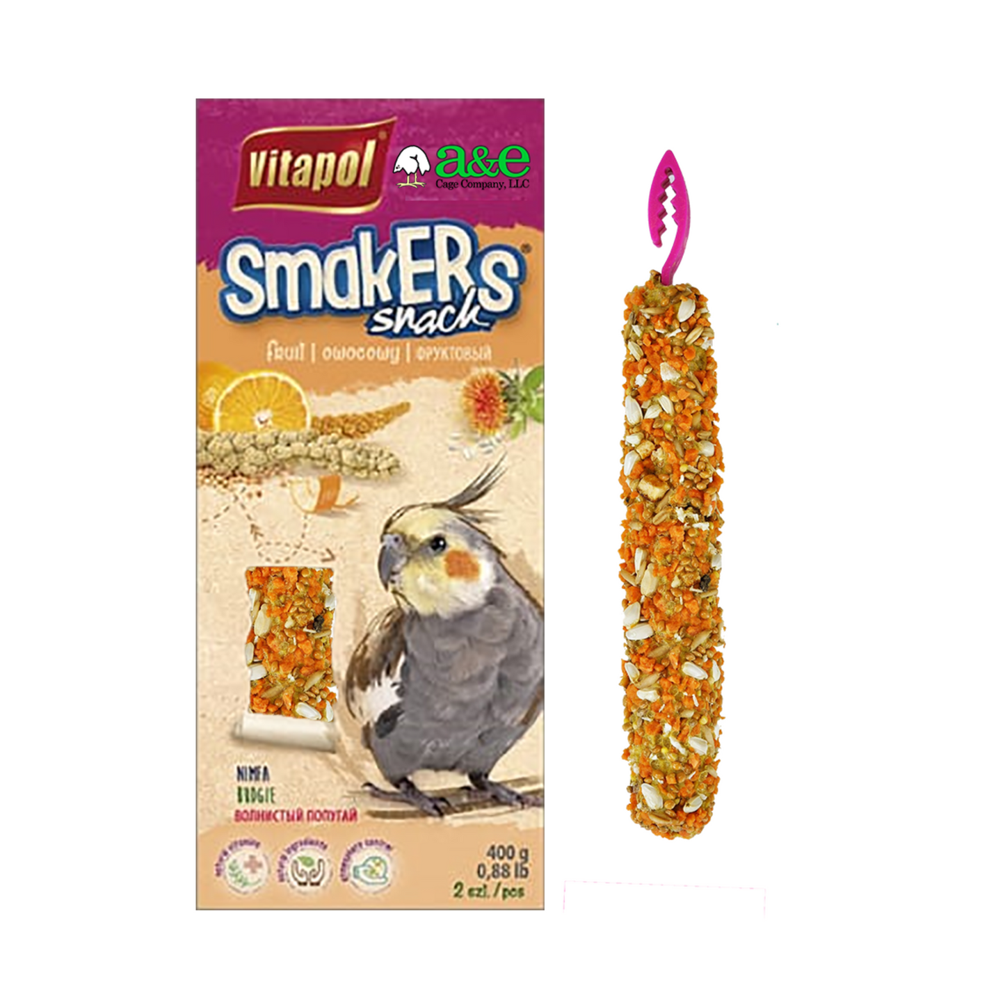 A&E Cage Company Smakers Cockatiel Orange Treat Sticks - DS