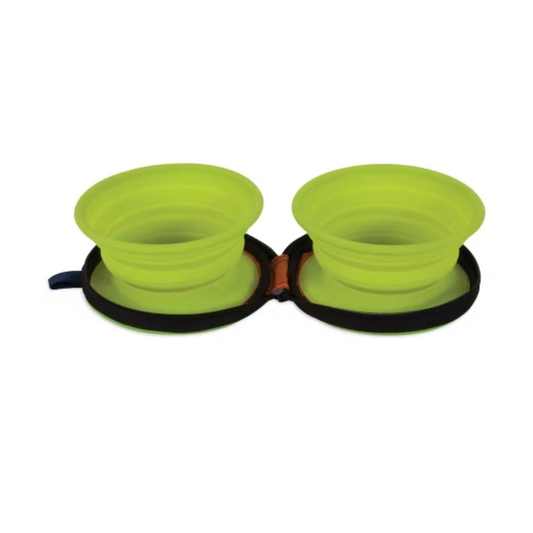 Petmate Silicone Travel Duo Bowl Green - DS