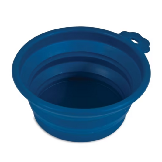 Petmate Round Silicone Travel Pet Bowl Blue - Large - DS