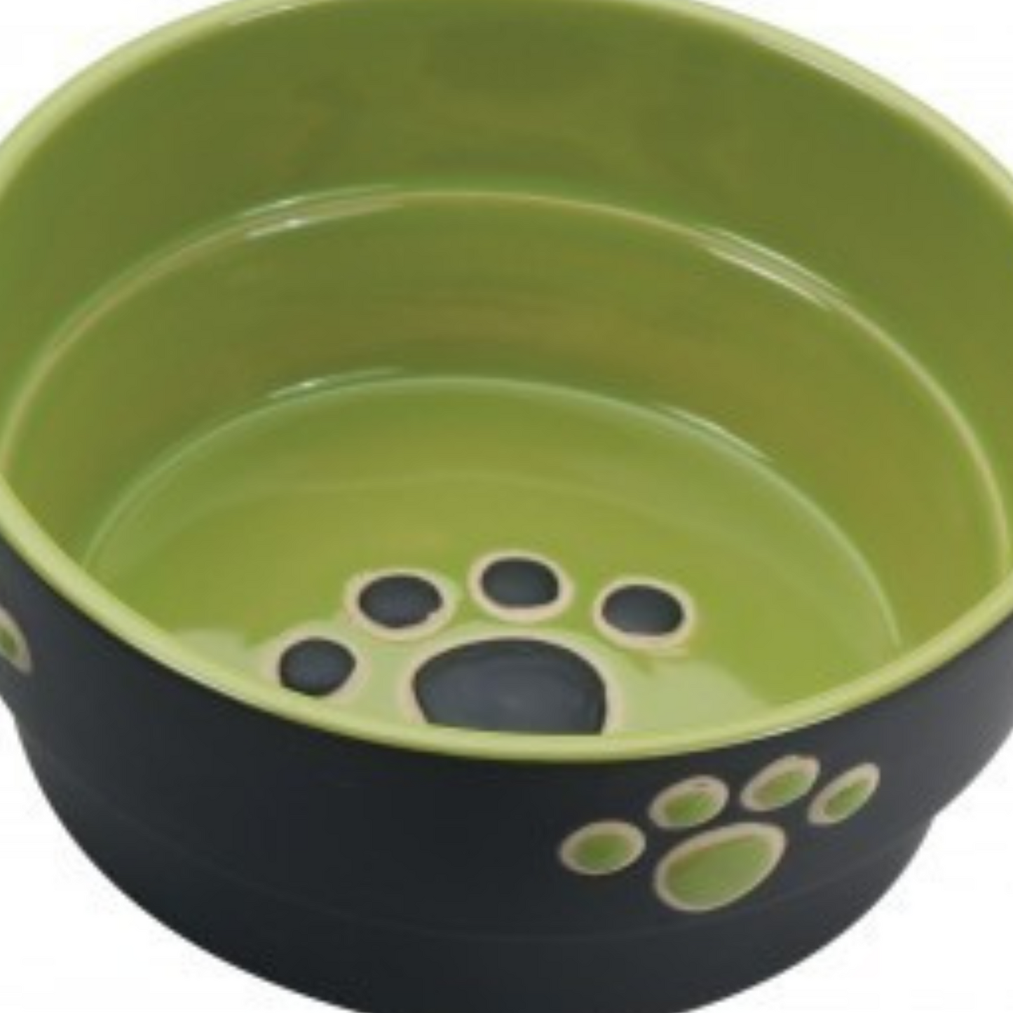 Spot Ceramic Black and Green Fresco Paw Print 5" Dog Dish - DS