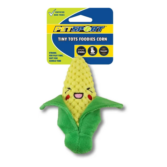 Petsport Tiny Tots Foodies Corn Plush Dog Toy - DS