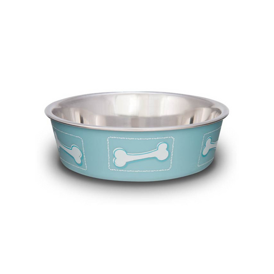 Loving Pets Stainless Steel & Coastal Blue Bella Bowl with Rubber Base - DS