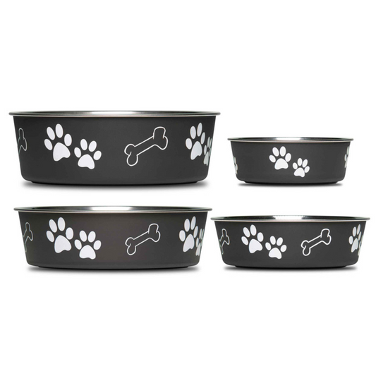 Loving Pets Stainless Steel & Merlot Dish with Rubber Base - Large - DS