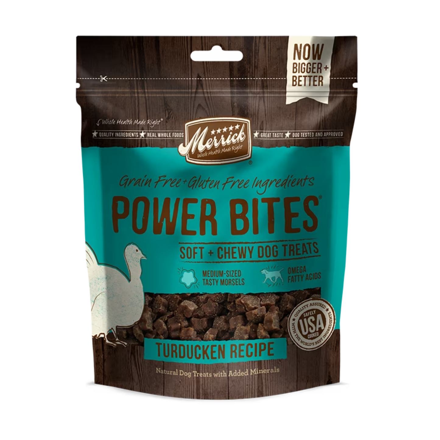 Merrick Power Bites Soft & Chewy Dog Treats - Turducken Recipe - DS