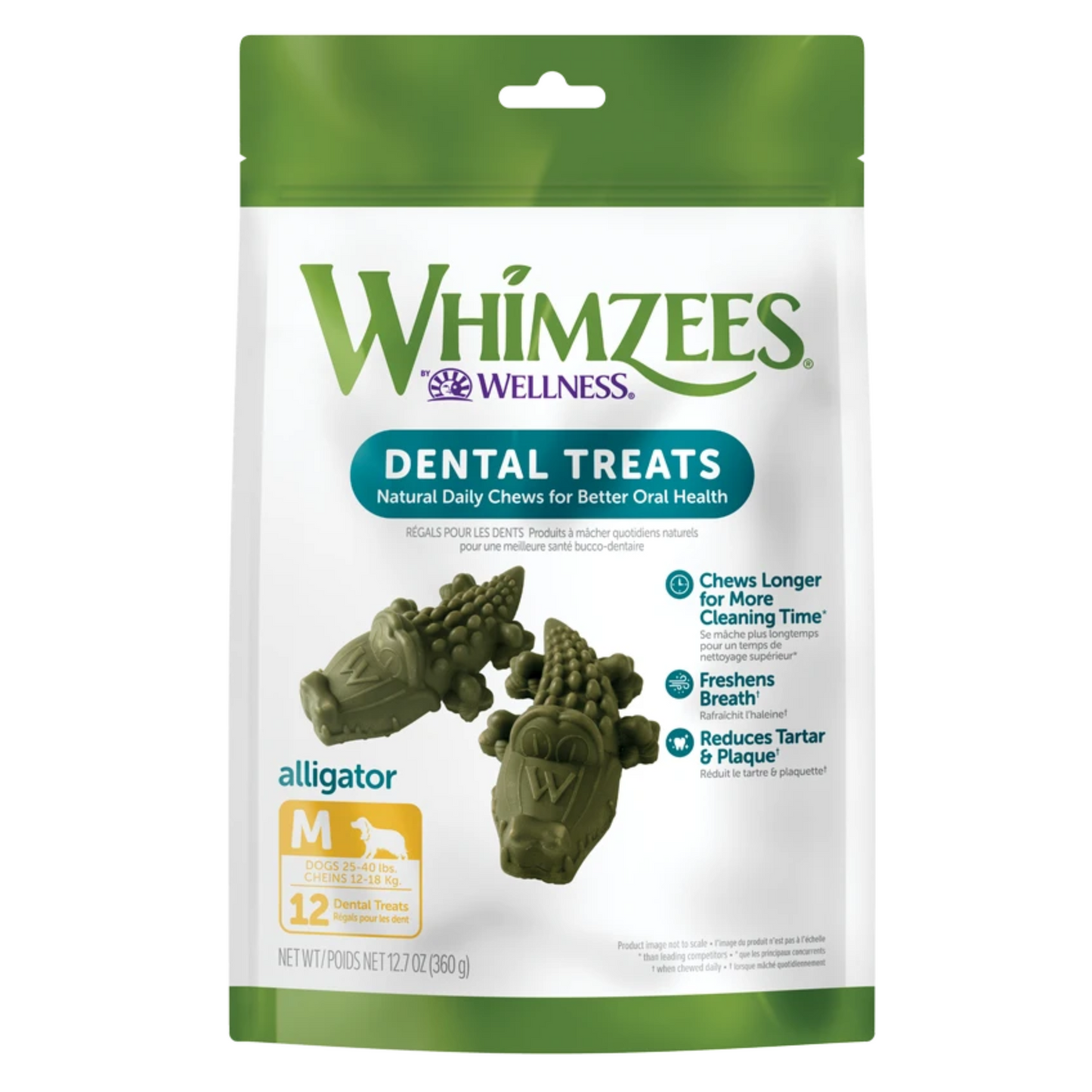 Whimzees Natural Dental Care Alligator Dog Treats - Large - DS