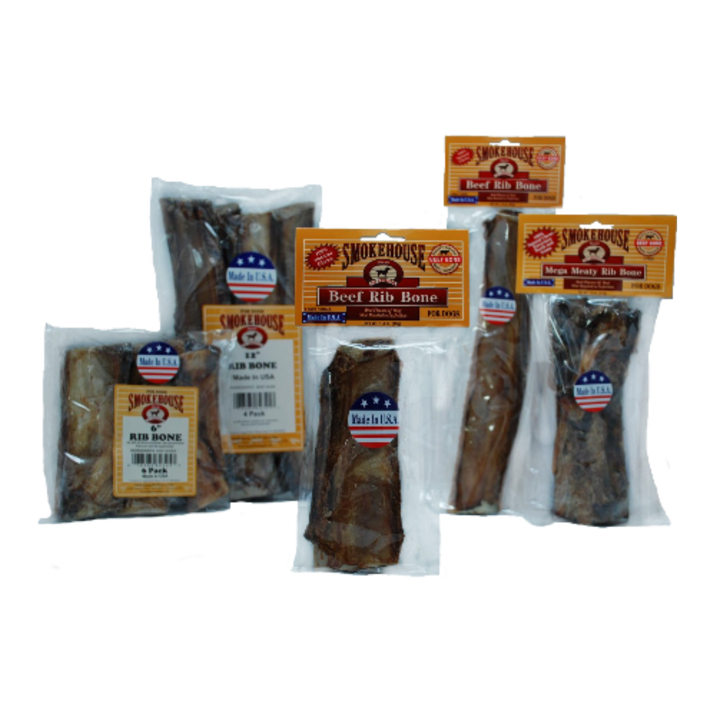 Smokehouse Beef Rib Bone Natural 6" Long Dog Treat - DS