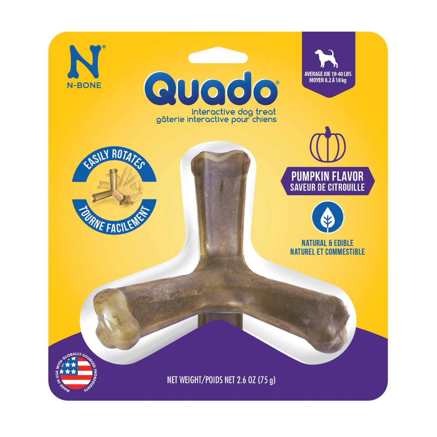 N-Bone Quado Interactive Dog Treat - Pumpkin Flavor