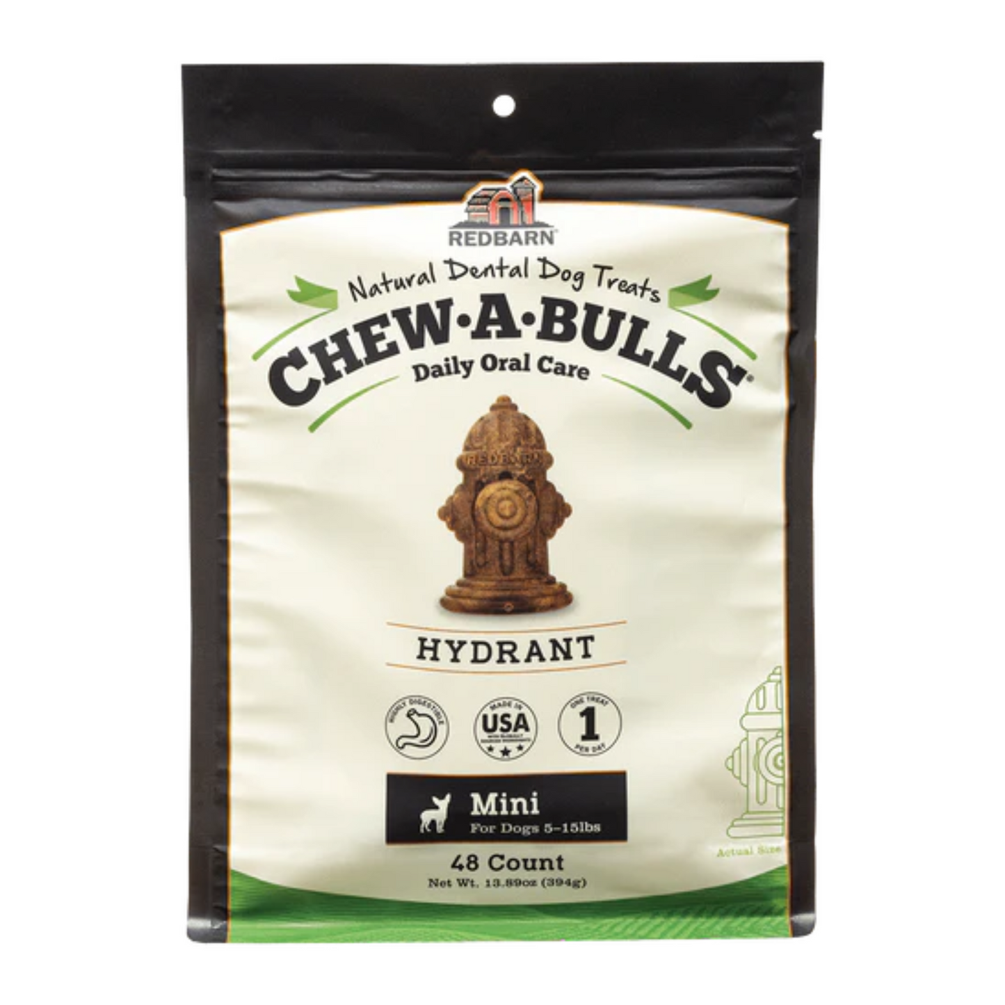 Redbarn Pet Products Chew-A-Bulls Hydrant Dental Dog Treats Small - DS