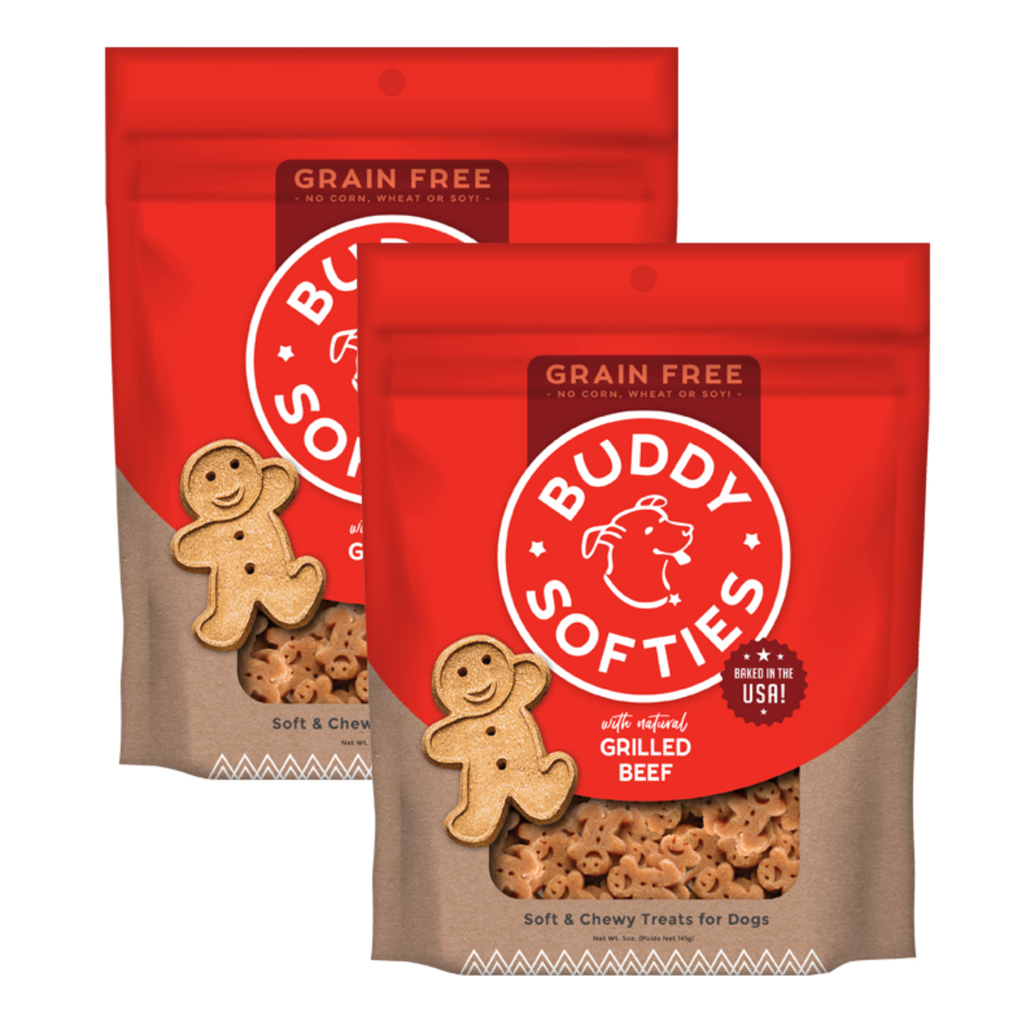 Buddy Biscuits Grain Free Soft & Chewy Dog Treats 5 oz Each, 2 Pack