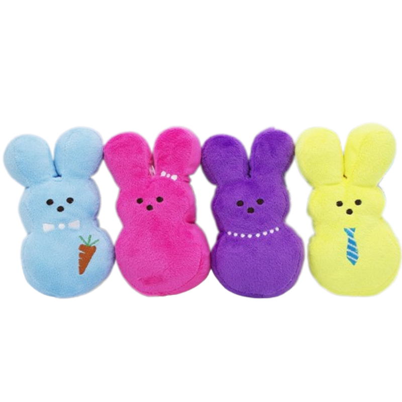 Peeps Plush Easter Bunny Toys for Dogs, Medium, 4 Piece Set
