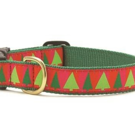 Up Country Christmas Festive Trees Dog Collar, Large