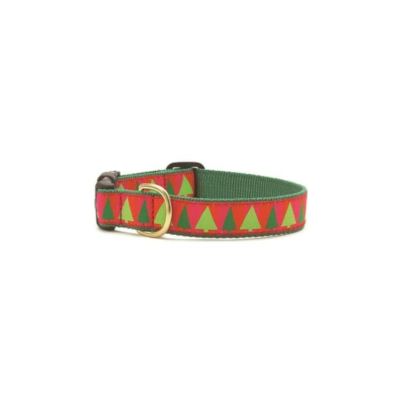 Up Country Christmas Festive Trees Dog Collar, Large