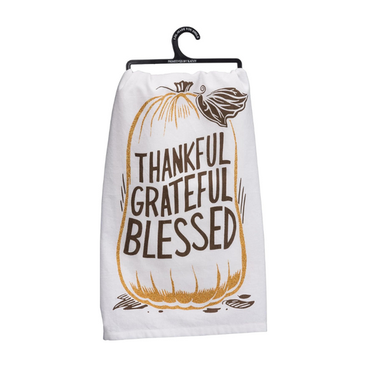 Primitives by Kathy Dish Towel - Thankful Grateful Blessed