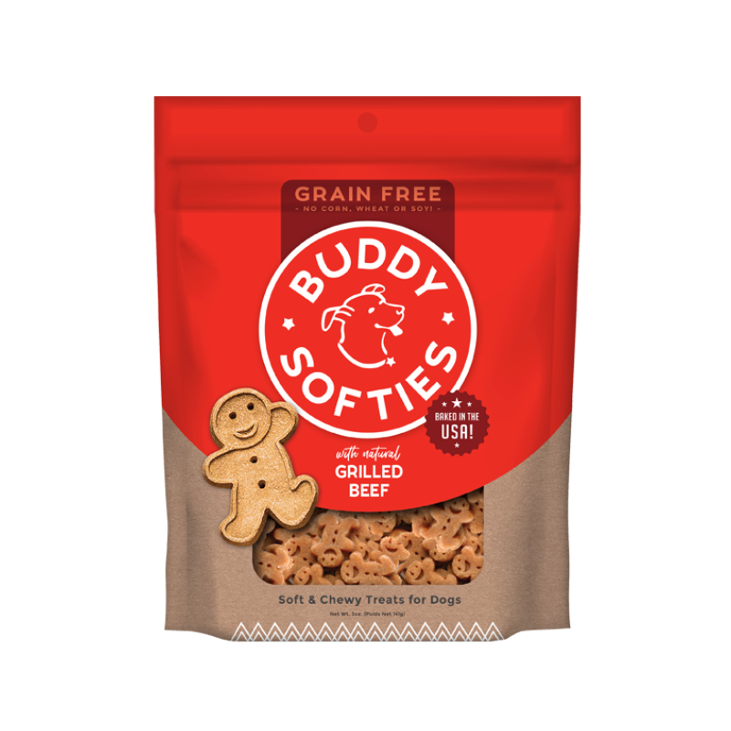 Buddy Biscuits Grain Free Soft & Chewy Dog Treats with All Natural Grilled Beef (3 Pack) 5 oz Each