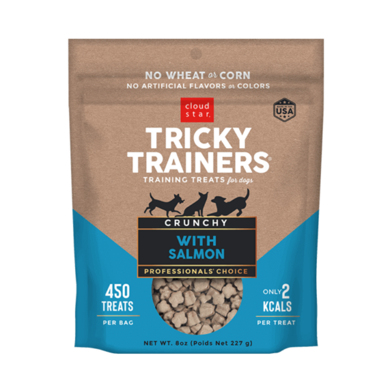 Cloud Star Crunchy Tricky Trainers Training Treats for Dogs Variety 6 Pack - 2 Cheddar - 2 Liver - 2 Salmon - 8 oz Each