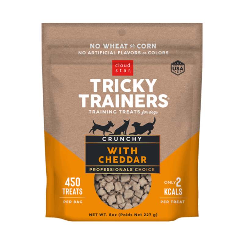 Cloud Star Crunchy Tricky Trainers Training Treats for Dogs Variety 6 Pack - 2 Cheddar - 2 Liver - 2 Salmon - 8 oz Each