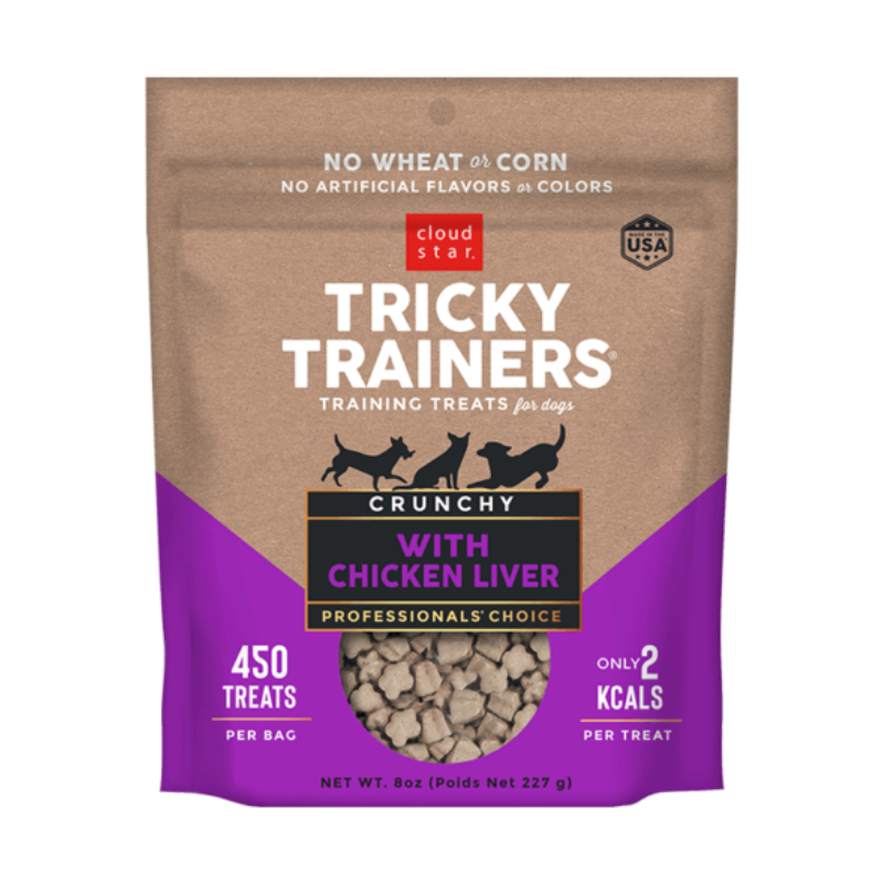 Cloud Star Crunchy Tricky Trainers Training Treats for Dogs Variety 6 Pack - 2 Cheddar - 2 Liver - 2 Salmon - 8 oz Each