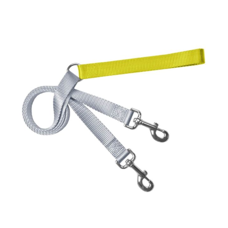 2 Hounds Design Freedom Harness Leash ONLY (1" Wide Silver with Yellow Handle)