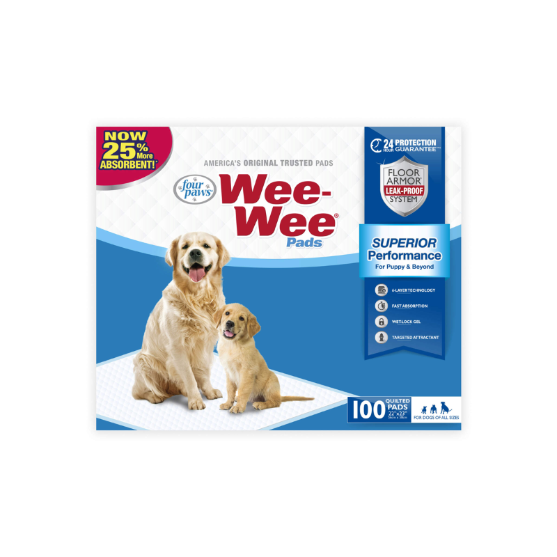 Four Paws Wee Wee Pads Original-100 Pack (22" Long x 23" Wide)