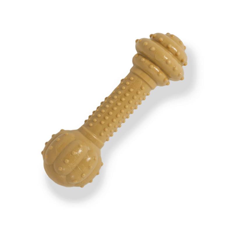 Nylabone Dura Chew Barbell Chew Dog Toy - Peanut Butter Flavor