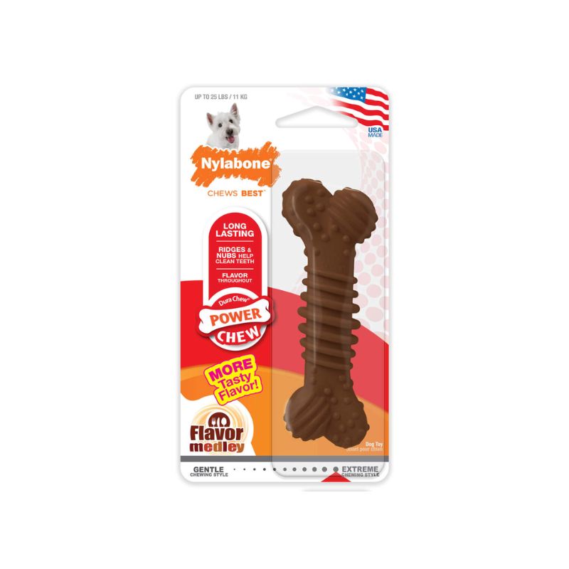 Nylabone Dura Chew Power Chew Bone Flavor Medley Wolf - (Up to 35 lbs)