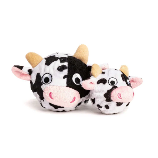 Fabdog Dog Faballs Squeaker Pet Stuffed Cow Dog Toy - Small