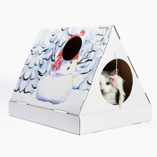 Christmas Snowman Cardboard Cat Scratcher House