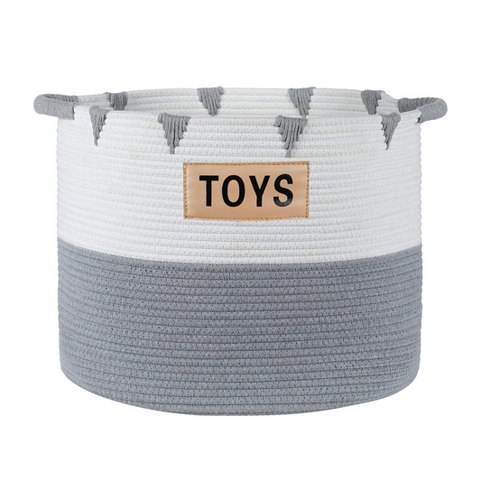 Midlee White & Grey Triangle Toys Basket