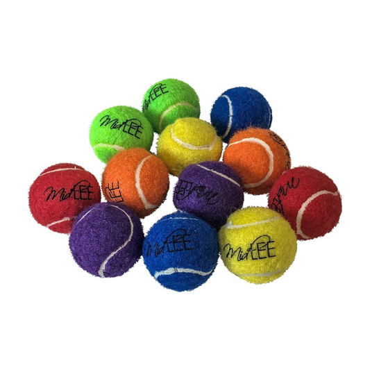 Midlee Mini 1.5" Dog Tennis Balls with Squeaker, Set of 12 Solid Colors