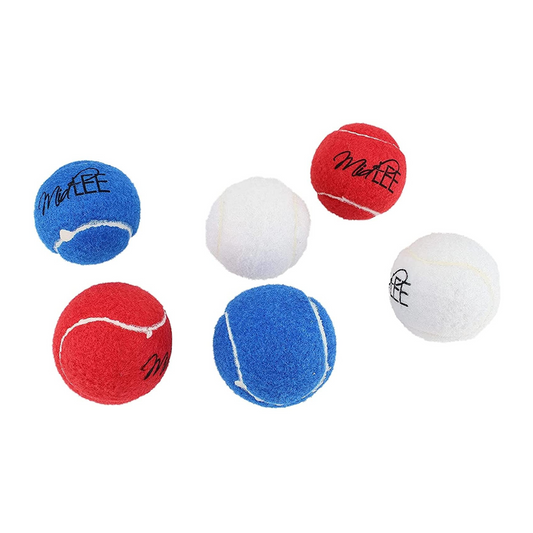 Midlee 4th of July Dog Tennis Balls- USA Red White & Blue Pet Toy Ball- Set of 6